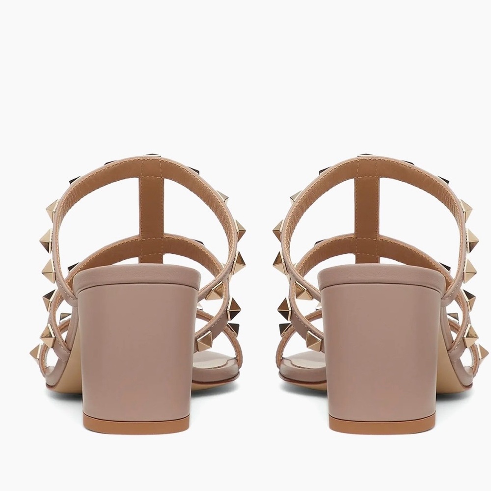 New and Authentic Valentino Garavani Beige Studded Sandals - Picture 2 of 8